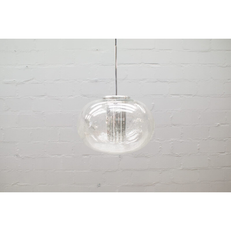 Vintage pendant light in hand-blowed glass by Doria Leuchten - 1960