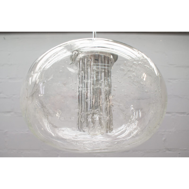 Vintage pendant light in hand-blowed glass by Doria Leuchten - 1960