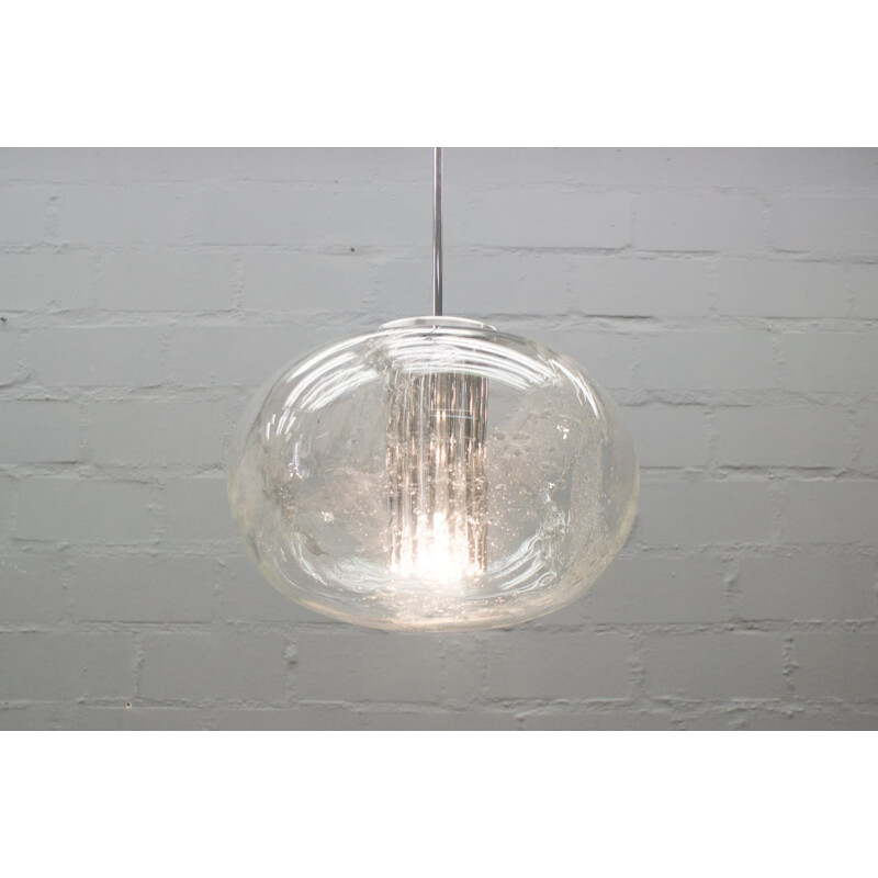 Vintage pendant light in hand-blowed glass by Doria Leuchten - 1960