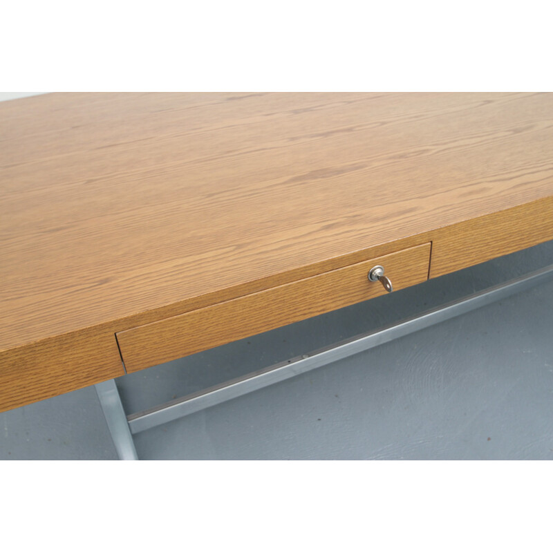 Vintage oak and chromed steel desk - 1970s