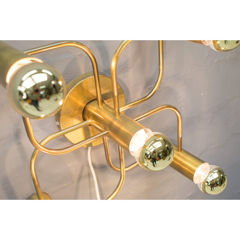 Hollywood Regency vintage ceiling brass lamp - 1960s