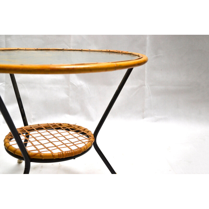 Vintage rattan coffee Table by Dirk Van Sliedregt - 1960s