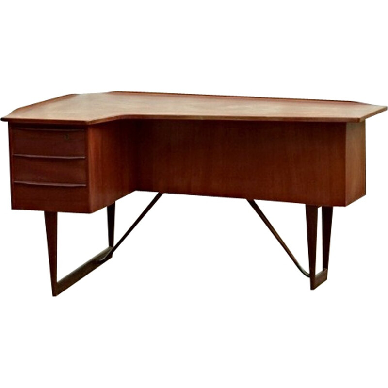 Danish boomerang teak desk by P. Lovig Nielsen - 1960s 