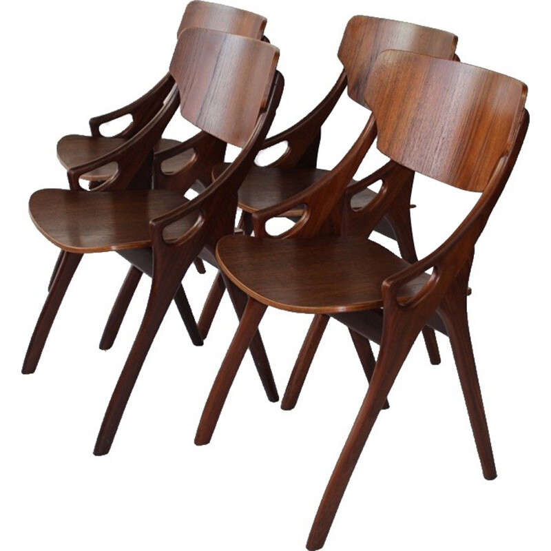 Suite de 4 Chaises à repas vintage d'Arne Hovmand Olsen pour Mogens Kold Furniture - 1950