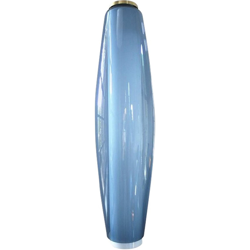 Large Blue and Opaline Pendant Light by Holmegaard - 1950s