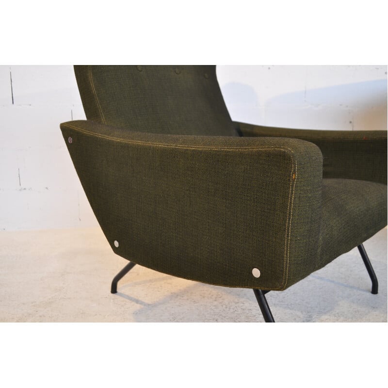 Paire de fauteuils vert foncé, Joseph André MOTTE - années 50