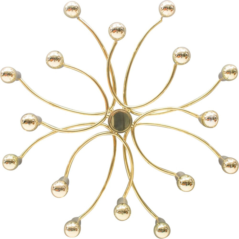 Vintage 18-light gilded ceiling light light, 1960