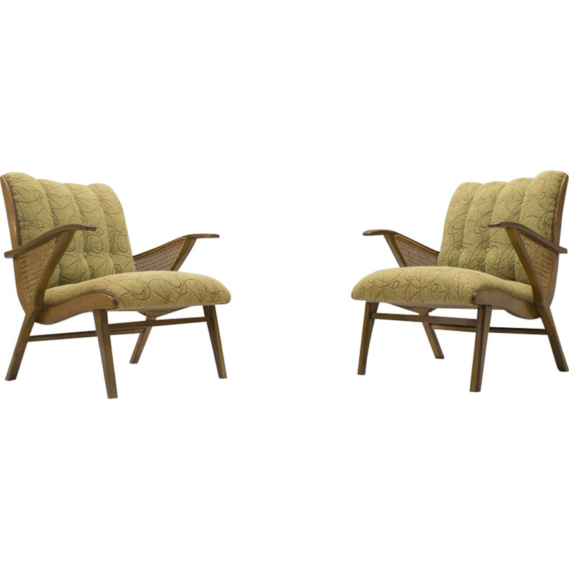 Pair of Vintage German green armchairs - 1950s