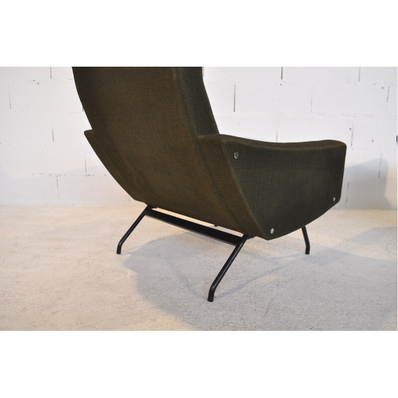 Pair of dark green armchairs, Joseph André MOTTE - 1950s