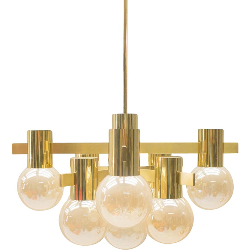 Brass and glass chandelier by Gaetano Sciolari - 1960s