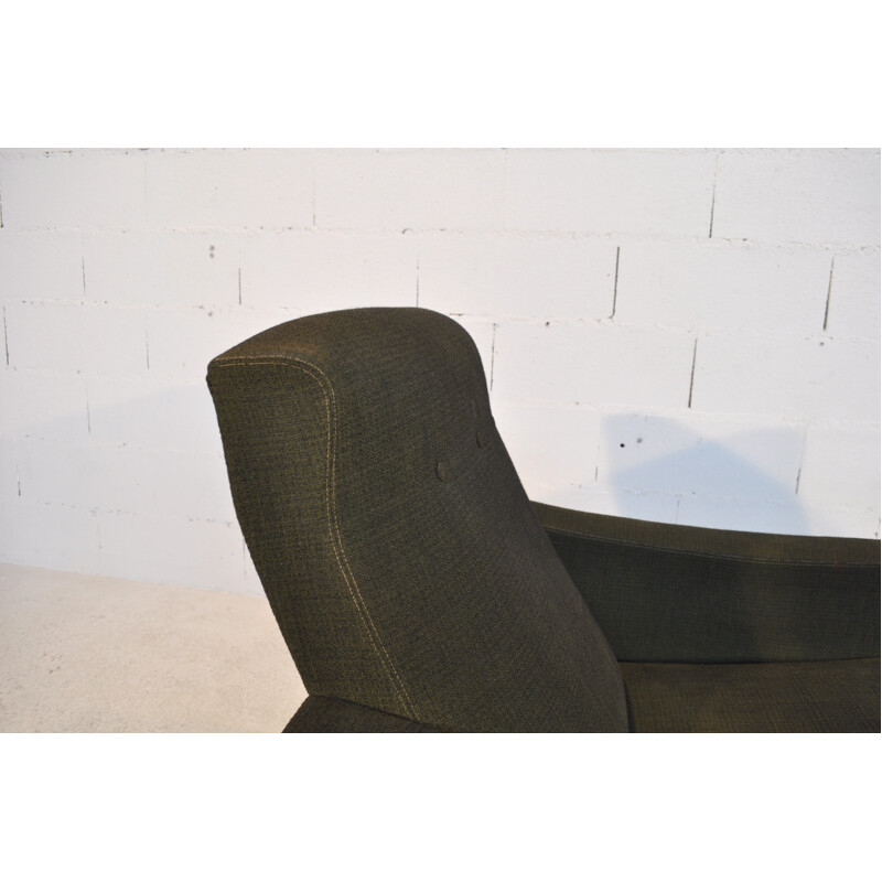 Pair of dark green armchairs, Joseph André MOTTE - 1950s