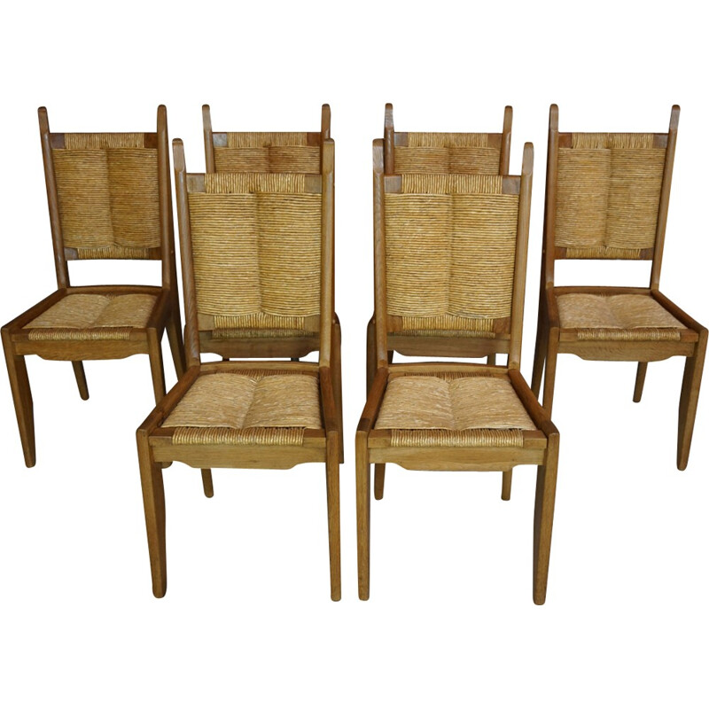 Suite de 6 chaises vintage de Guillerme et Chambron pour votre maison - 1950