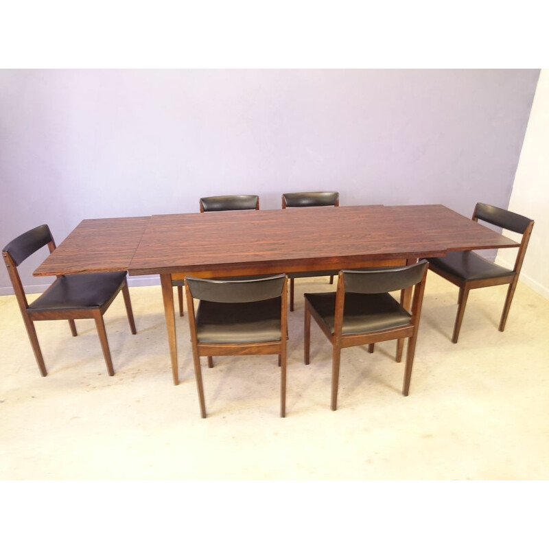 Scandinavian extendable dining table in Rio rosewood - 1950s