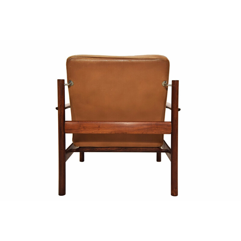 Sven Ivar Dysthe Solid Rosewood and Leather Easy Chair for Dokka Mobler