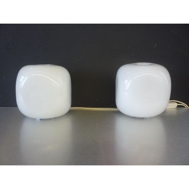 Pair of white lamps, Alfredo BARBINI - 1980s