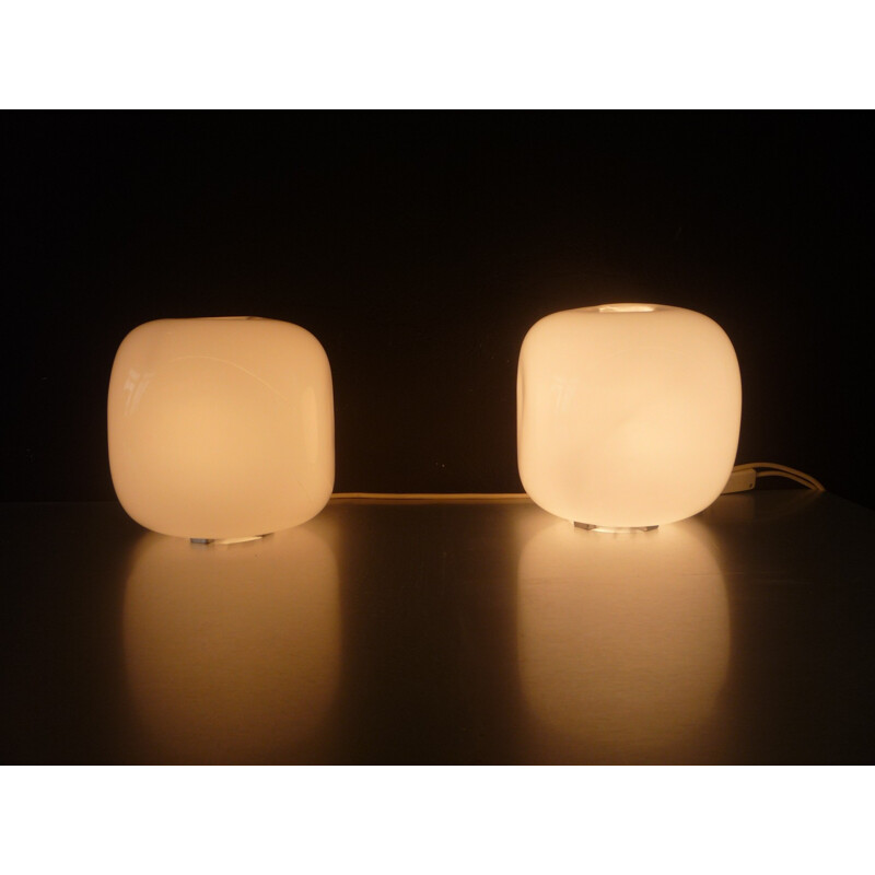 Pair of white lamps, Alfredo BARBINI - 1980s