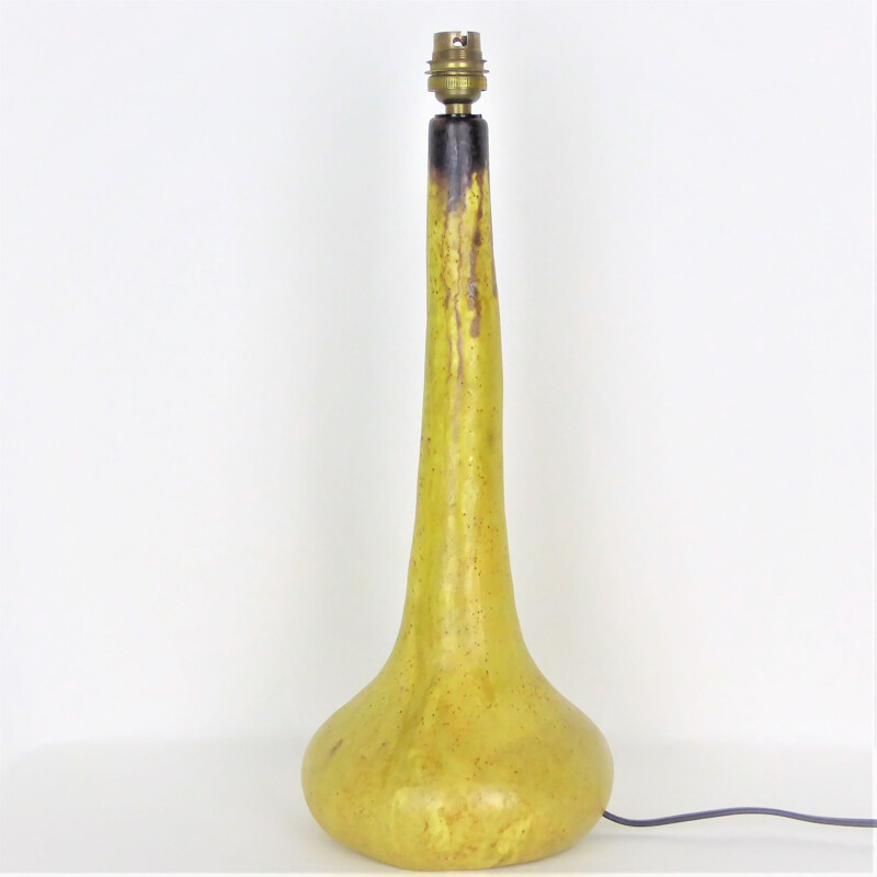 Vintage Yellow Ceramic Lamp by Vallauris - 1950s