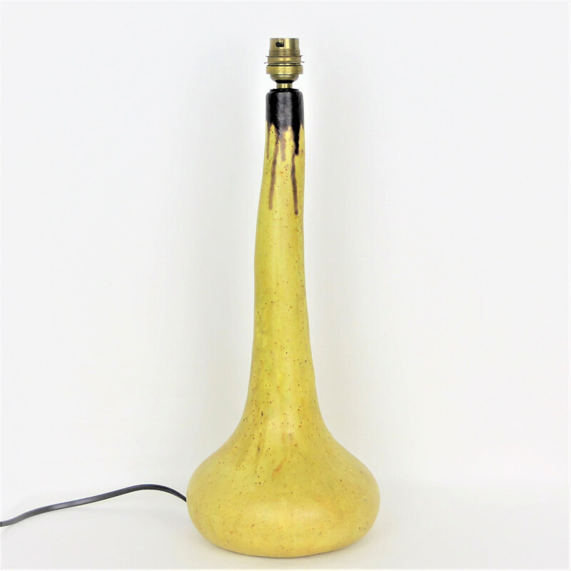 Vintage Yellow Ceramic Lamp by Vallauris - 1950s