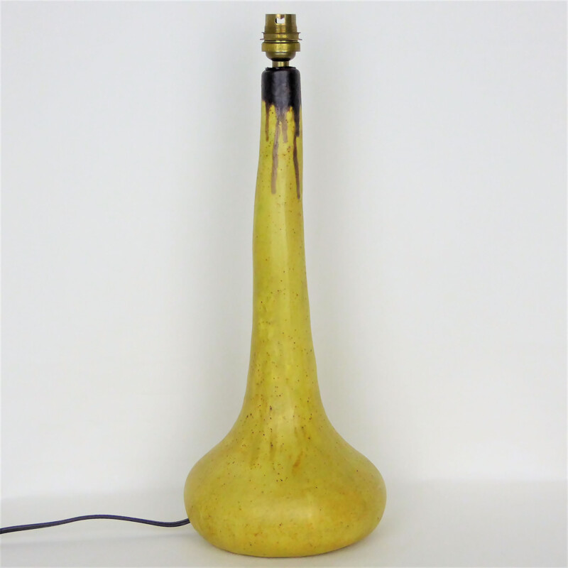 Vintage Yellow Ceramic Lamp by Vallauris - 1950s