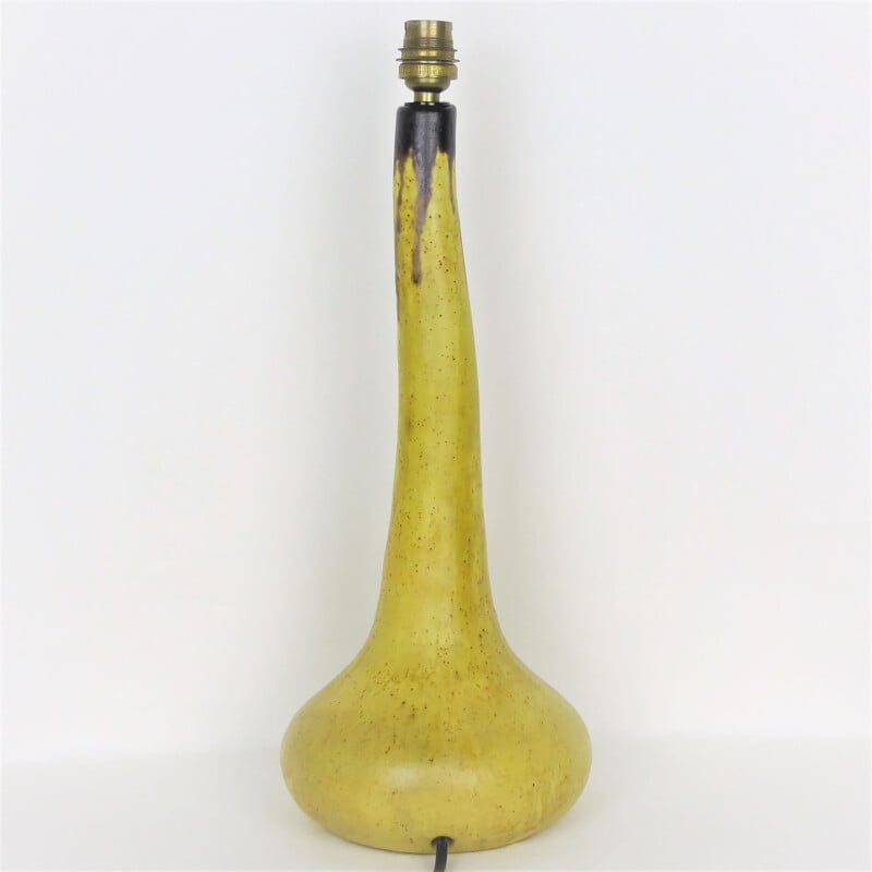 Lampe vintage jaune en ceramique de Vallauris - 1950
