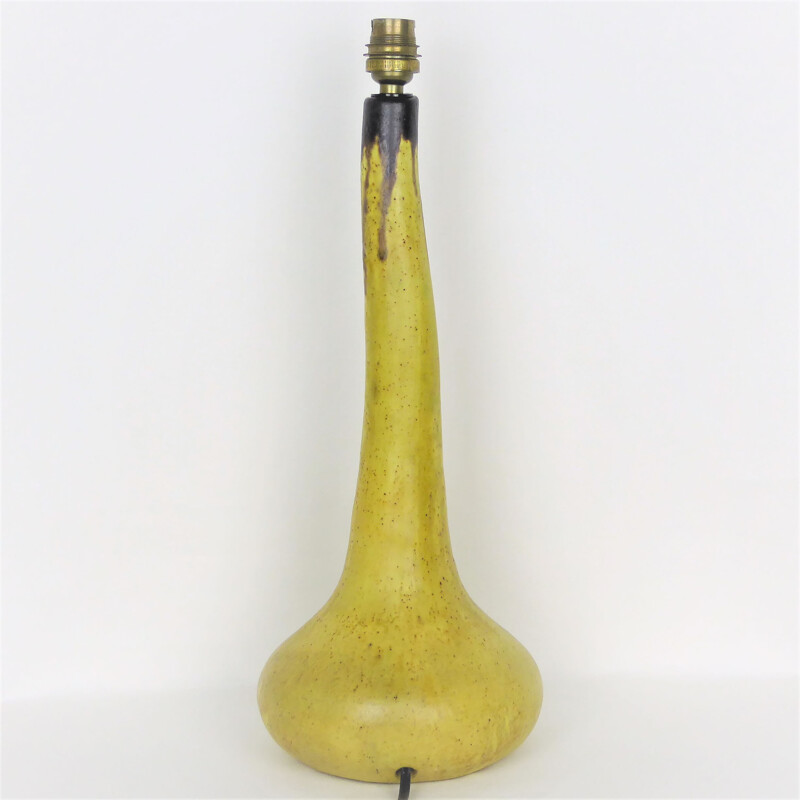 Vintage Yellow Ceramic Lamp by Vallauris - 1950s