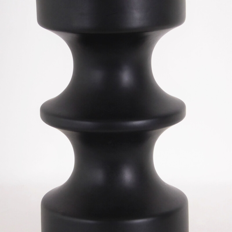 Vintage black ceramic "chess pawn" lamp, 1950