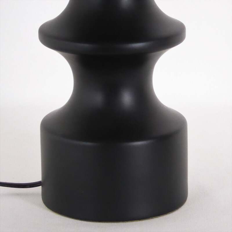Lâmpada "peão de xadrez" de cerâmica preta vintage, 1950