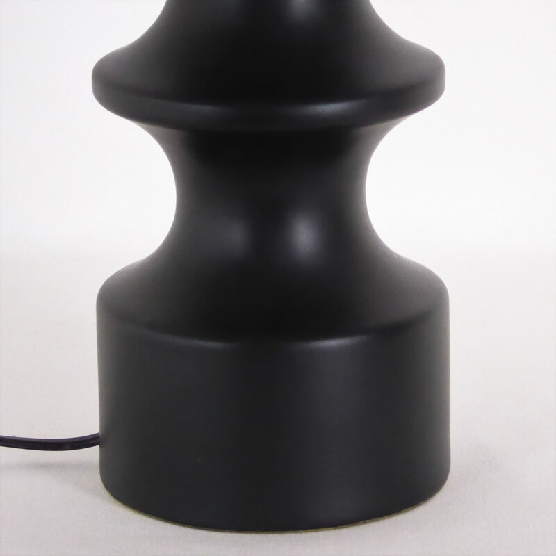 Vintage black ceramic "chess pawn" lamp, 1950