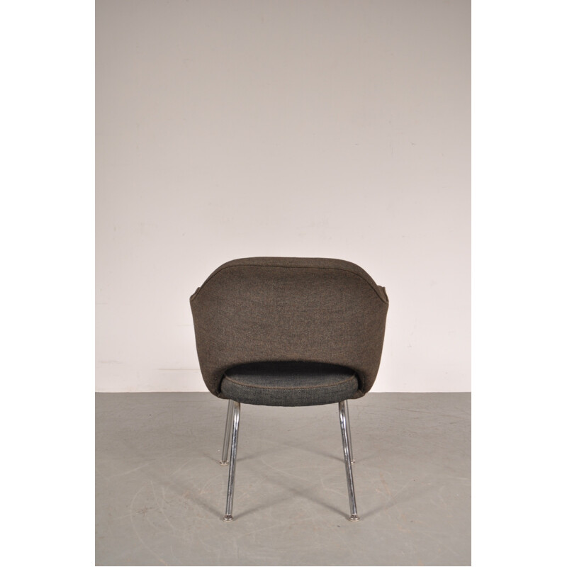 Vintage armchair in metal and grey fabric by Eero Saarinen - 1970s