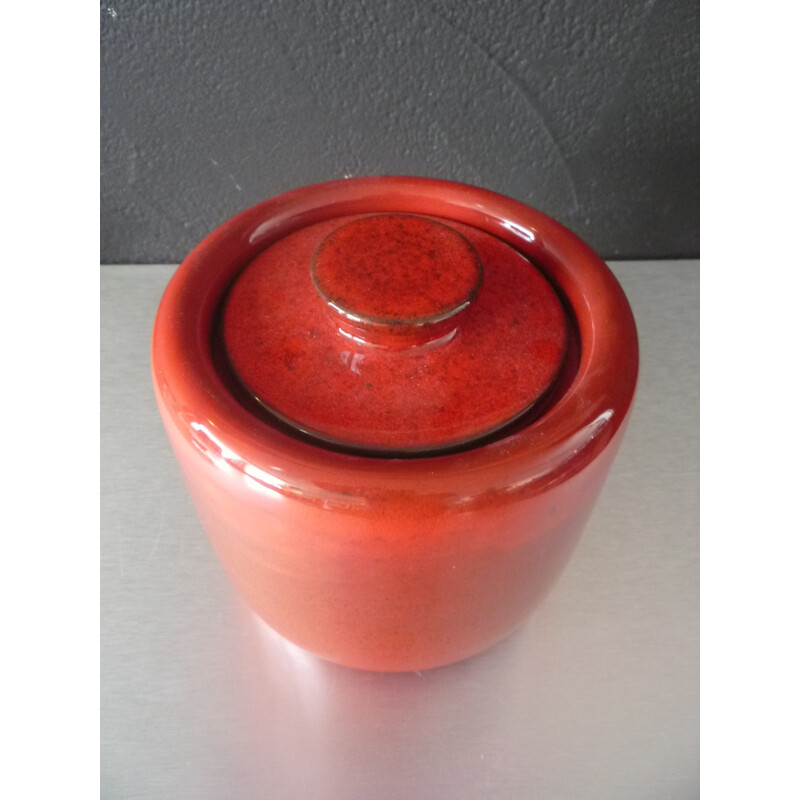 Red ceramic pot, Pol CHAMBOST - 1970s