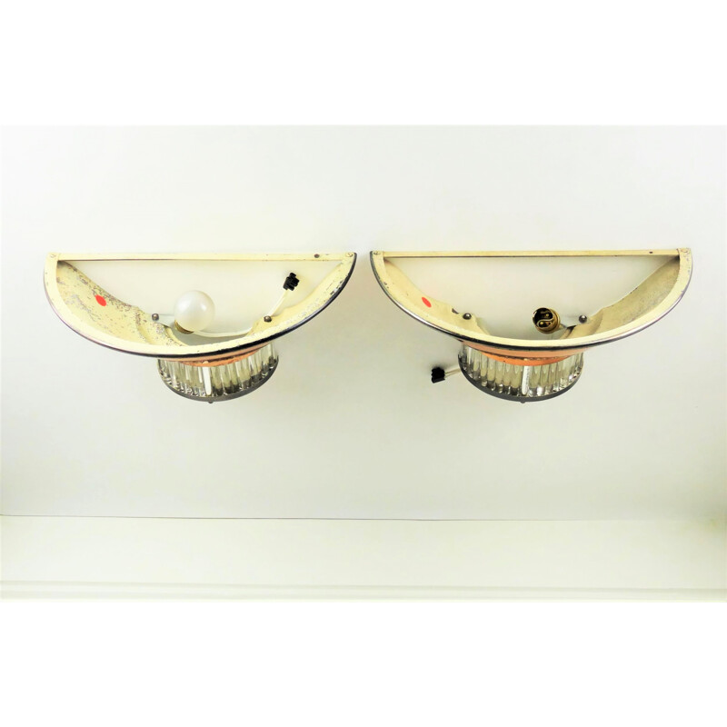 Pair of vintage Petitot wall lamps - 1940s