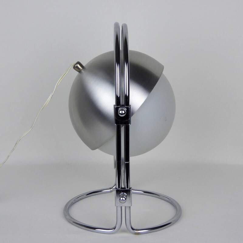 Lamp made of brushed stainless steel and opaline - 1970s