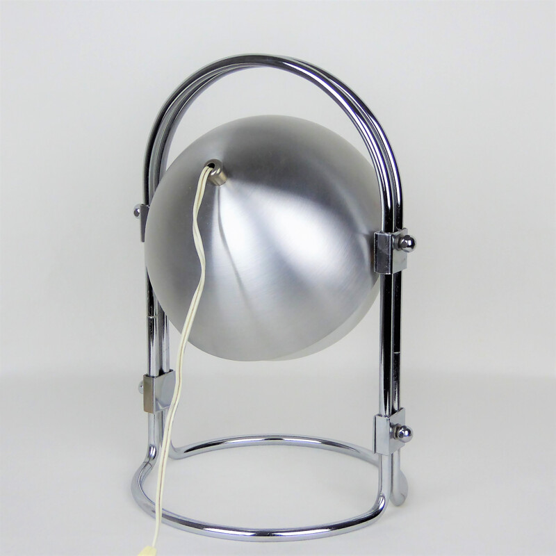 Lamp made of brushed stainless steel and opaline - 1970s