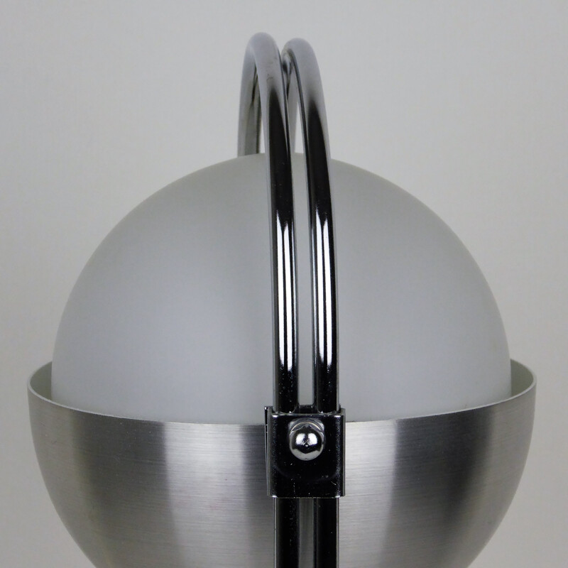 Lamp made of brushed stainless steel and opaline - 1970s