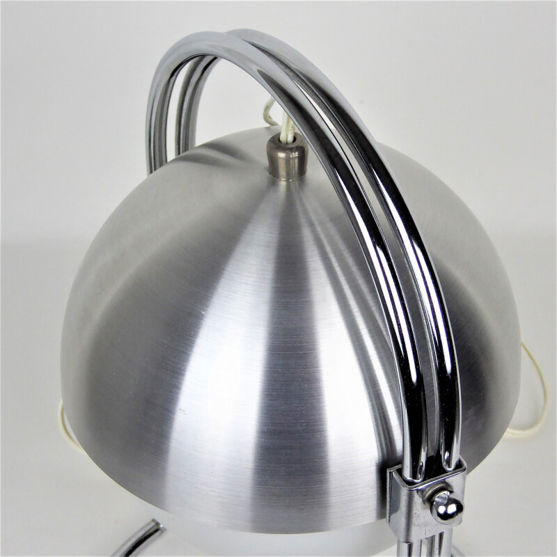 Lamp made of brushed stainless steel and opaline - 1970s
