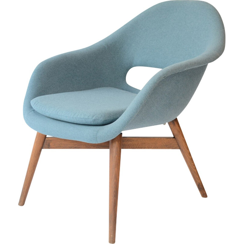 Vintage armchair in blue fabric by Navratil - 1960s 