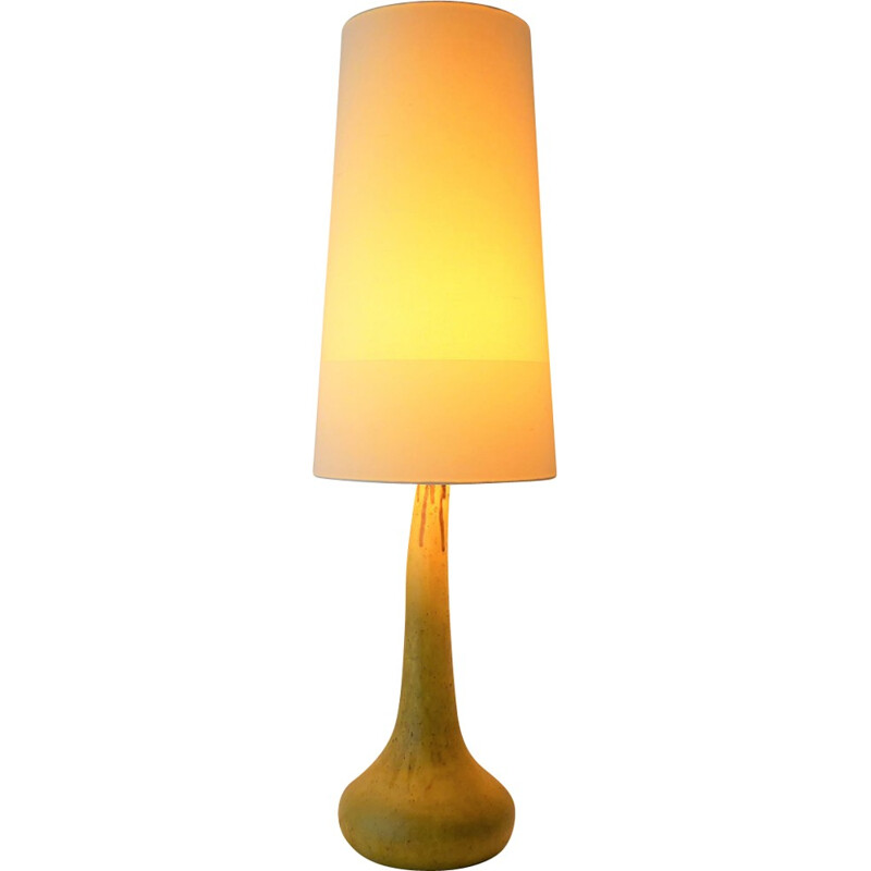 Vintage Yellow Ceramic Lamp by Vallauris - 1950s