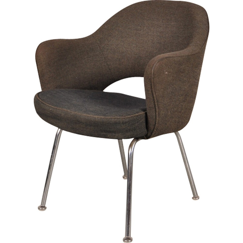 Vintage armchair in metal and grey fabric by Eero Saarinen - 1970s