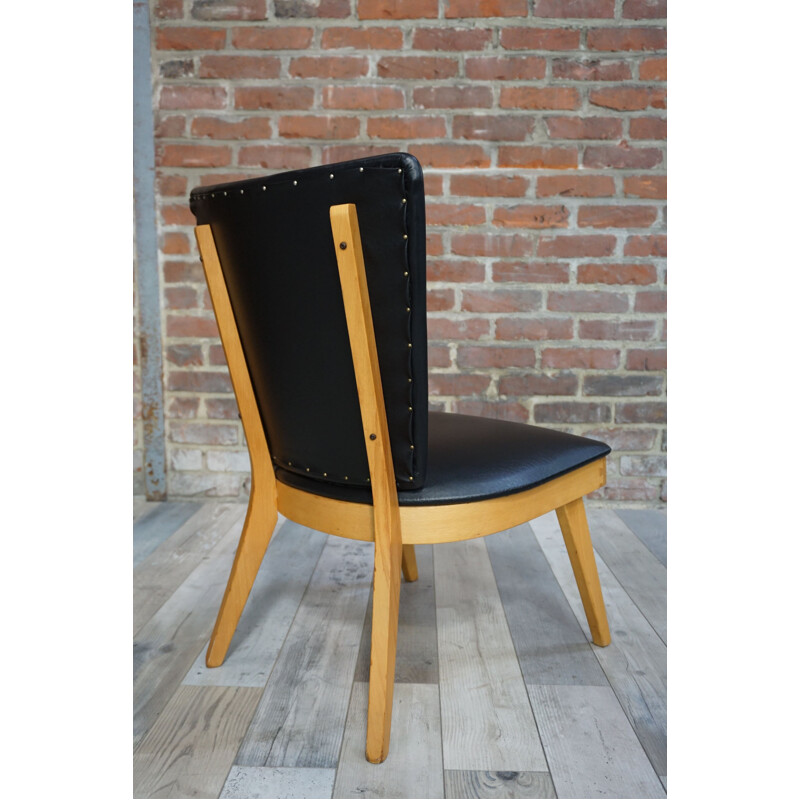 Cocktail black leatherette armchair - 1950s