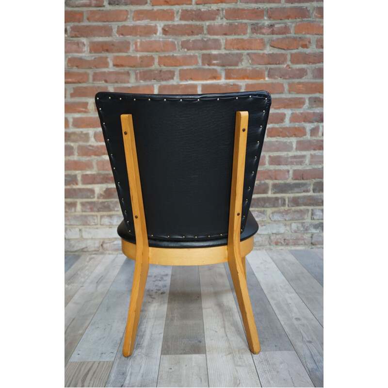 Cocktail black leatherette armchair - 1950s