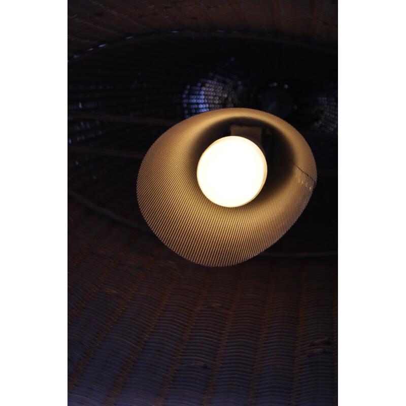 Grand lampadaire en osier vintage - 1980