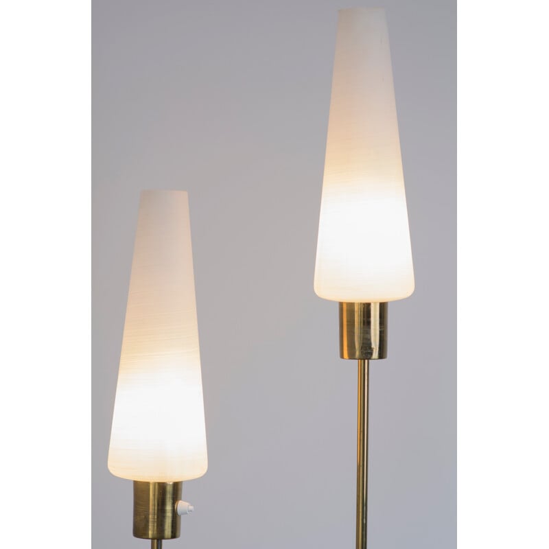 Vintage Arlus floor lamp made of opaline and metal - 1960s