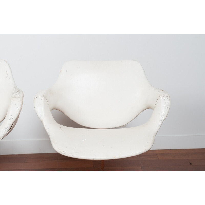 Set of 4 white armchairs - 1970s