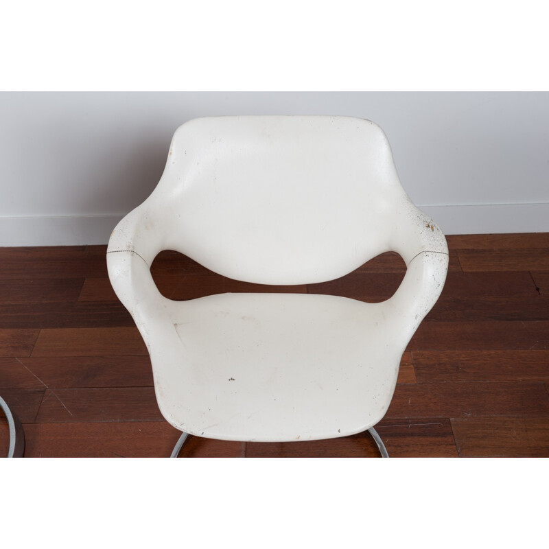 Set of 4 white armchairs - 1970s