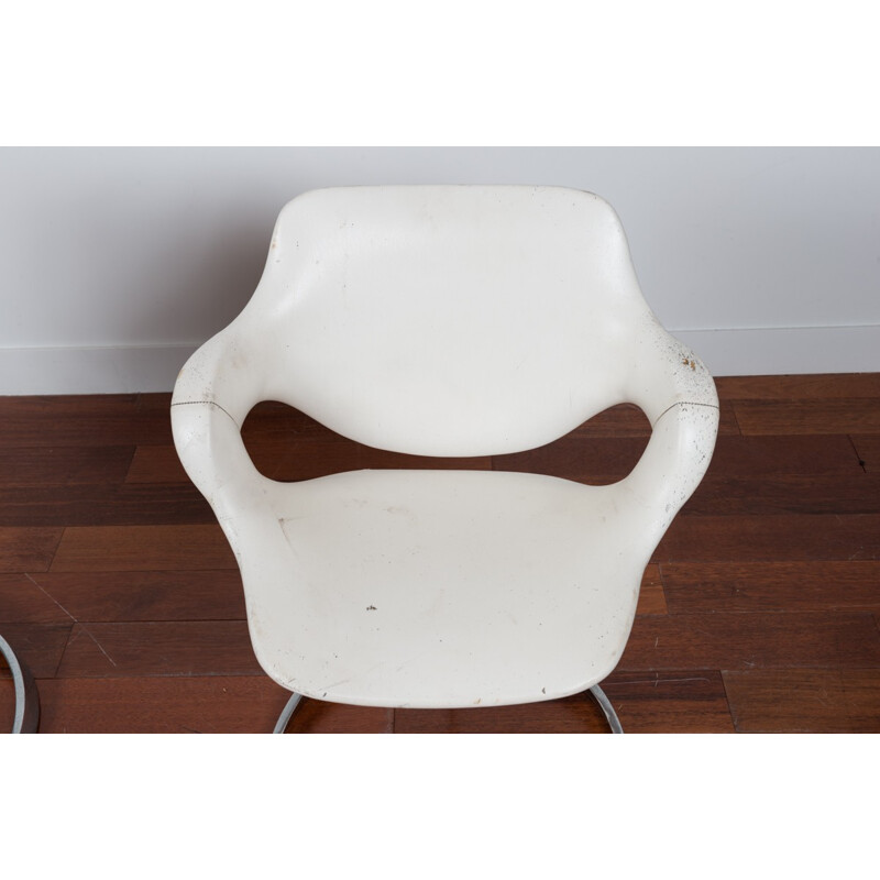 Suite de 4 fauteuils vintage blancs - 1970