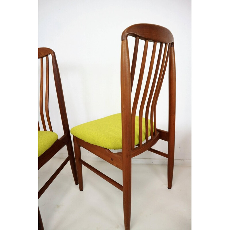 Suite de 4 chaises à repas vintage danoises en teck de Benny Linden - 1970