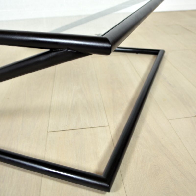 Harvink vintage coffee table Z in glass and metal - 1980s