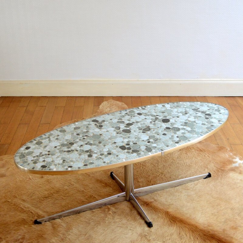 Mid-century oval coffee table in ceramics - 1960s