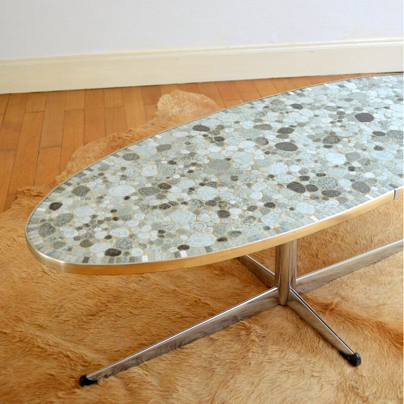 Table basse vintage ovale en céramique - 1960 