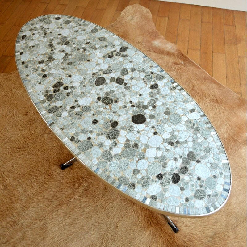 Mid-century oval coffee table in ceramics - 1960s